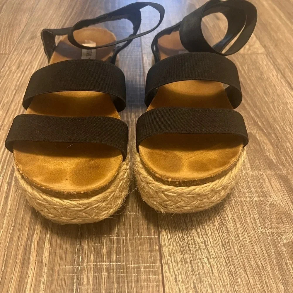 Steve Madden Womens Kimmie Black Espadrilles Shoes 8